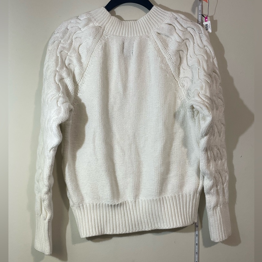 GAP Cable‎ Knit Fisherman's Sweater Women's White Crew Neck Cotton Size XS - Picture 10 of 11